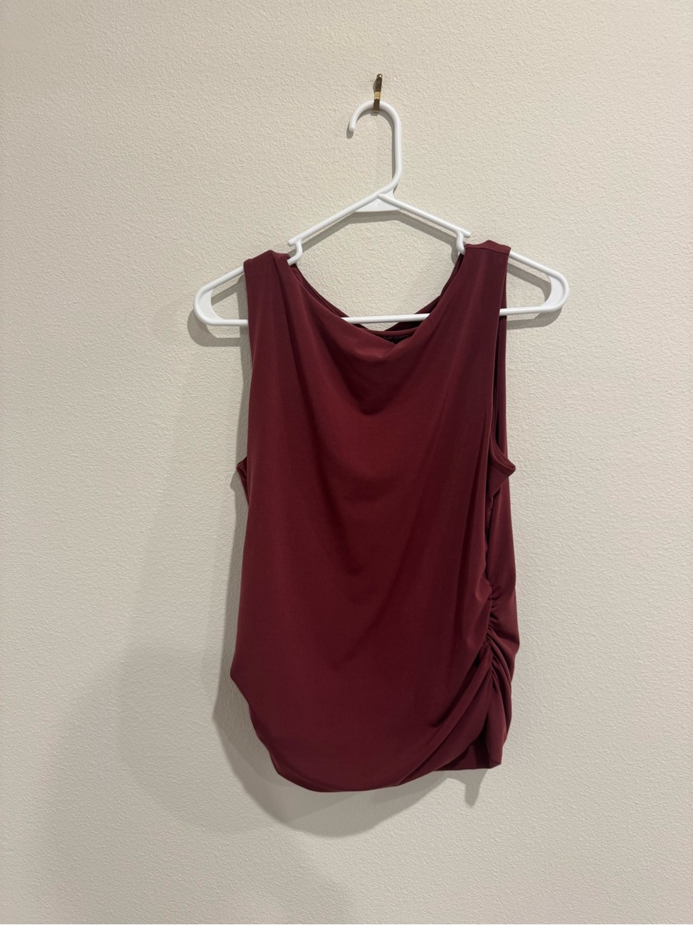 Nine West Sleeveless Draped Side-Ruched Top - Burgundy